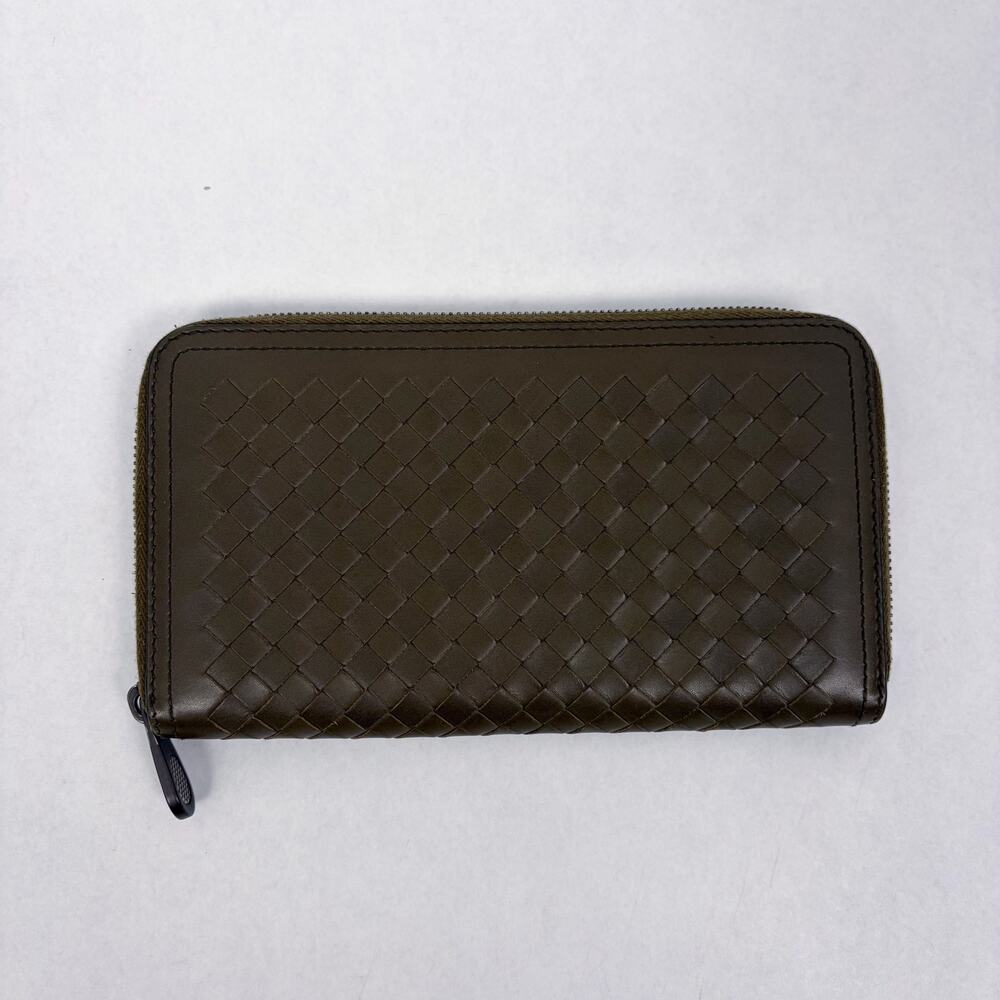 Bottega Veneta Zip Around Intrecciato Weave Leather Continental Wallet